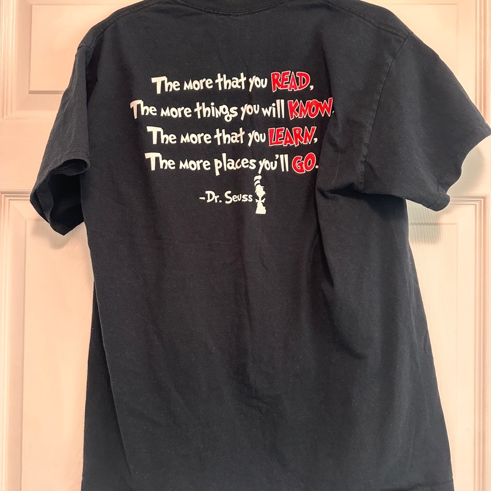 Gildan Black Tee with Red and Blue Graphic - Picture 3 of 3